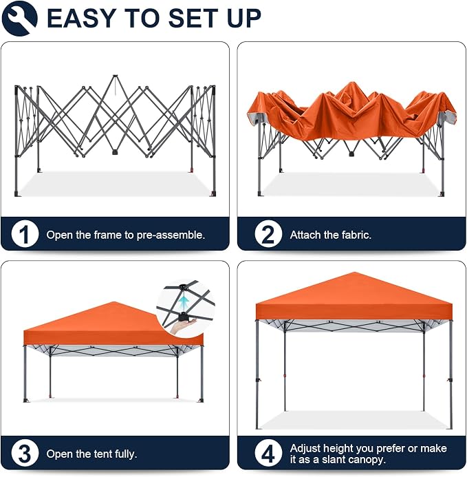 COOSHADE Durable Easy Pop Up Canopy Tent 10x10Ft, Orange