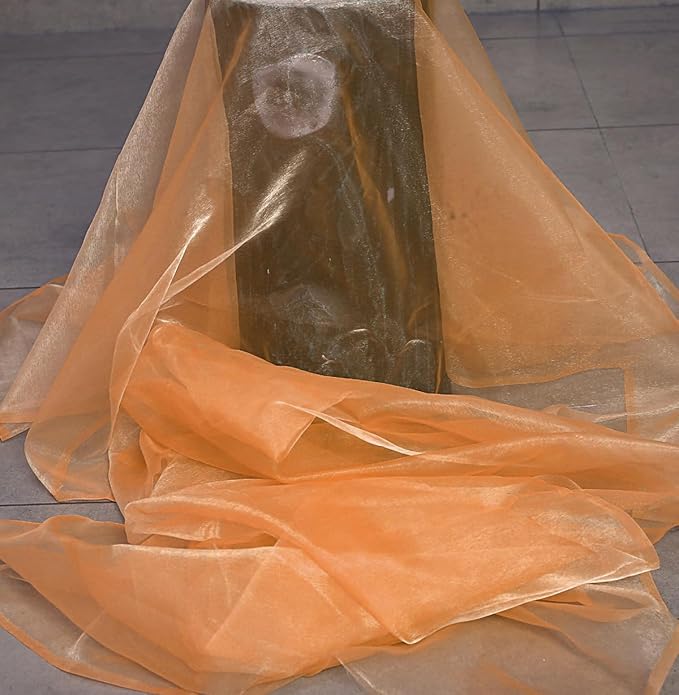 MDS Pack of 75 Yard Sheer Organza Fabric for Wedding Party Home Event Banquet Decorations, Backdrop Curtain Craft Dress Sewing Fashion DIY Crystal Organza Tulle Fabric Bolt 44” Wide - Peach