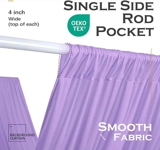 10ftx40ft Taro Purple Ceiling Curtain for Wedding Parties – 2 Panels Wrinkle-Free 40 FT Long Tent Draping Curtains for Wedding, Birthday & Theme Parties, 40ft Height with Rod Pocket