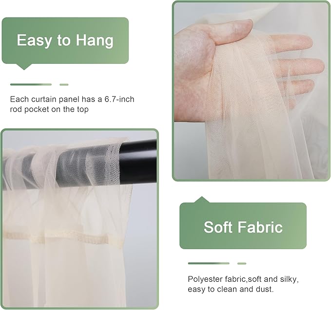 Tulle Backdrop Curtain with Lights String 30 X 10FT Champagne Sheer Tulle Backdrop Curtains for Wedding Birthday Party Reception Photo Booth Background Decorations (6 Panels 5x10FT)