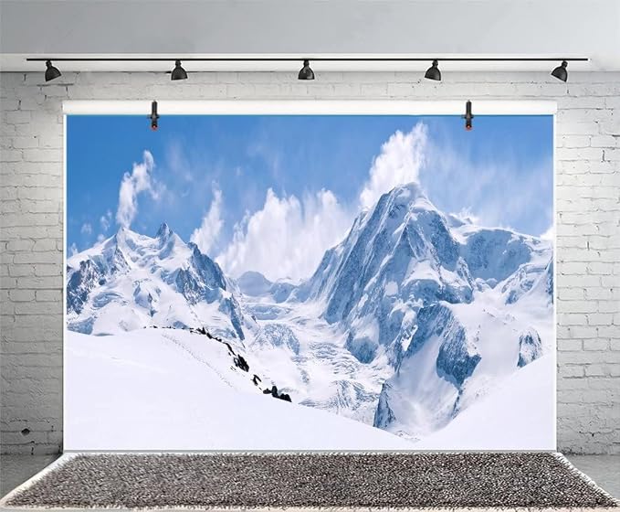 Yeele 15x10ft Snow Mountain Photography Backdrop Winter Nature Scenery Alps Mountain Top Photo Background Portrait Shooting Studio Props
