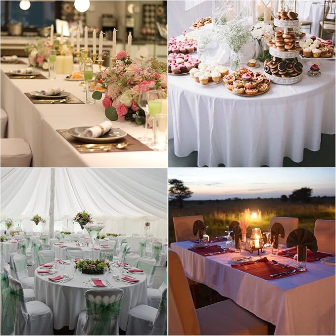 Fokitut 2 Pack Waterproof Round Tablecloth, 132 Inch, Stain Resistant and Wrinkle Polyester Table Cloth, Fabric Table Cover for Kitchen Dining, Wedding, Party, Holiday Dinner-Navy