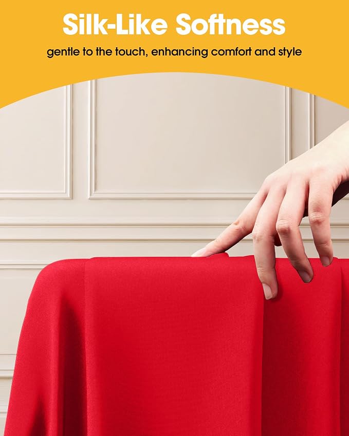 Niuara Red Fabric Rectangle Table Cloth - 6 Pack, 60" × 102" Washable Tablecloth for 5FT Tables, Wrinkle-Resistant & Heat-Proof Table Cover for Weddings, Dinners & Parties