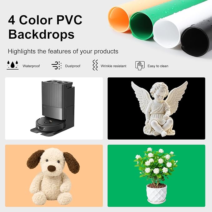 Photo Studio Light Box, PULUZ 80cm/32 inch Portable Lightbox Photo Shooting Tent Folding Photography Lighting Kit with 126 LED Lights & 3 Colors Backdrops (Black, White, Orange)