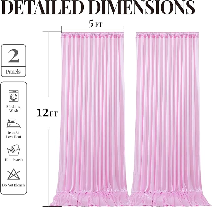 Pink Glitter Backdrop Curtains - 10x12FT Satin Photo Backdrop, Wrinkle-Free Shimmer Back Drop Cloth Shiny Drapes for Photobooth Wedding Birthday Parties Photoshoot Background Decorations