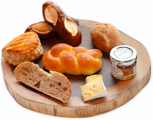 SNW 12" Acacia Wood Rustic Serving Board, raw plank wood slice as table centerpiece, and kitchen decor (Small)