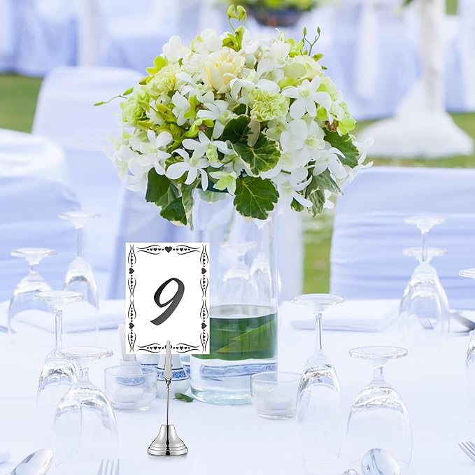 Skyygemm 12 Pcs Table Number Holders 3 Inch Place Card Holder with Alligator Clip Metal Table Card Holders Table Number Stands Table Sign Holders for Photos, Food Signs, Birthdays, Weddings (Silver)