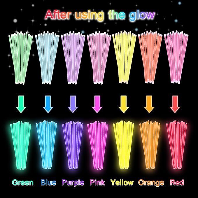JICUICUI Glow Sticks Bulk Party Pack- Ultra Bright 500pk Glow in the Dark Party Supplies, Neon Party Favors, Glow Sticks Party Supplies Glow Necklaces and Glow Bracelets with Connectors
