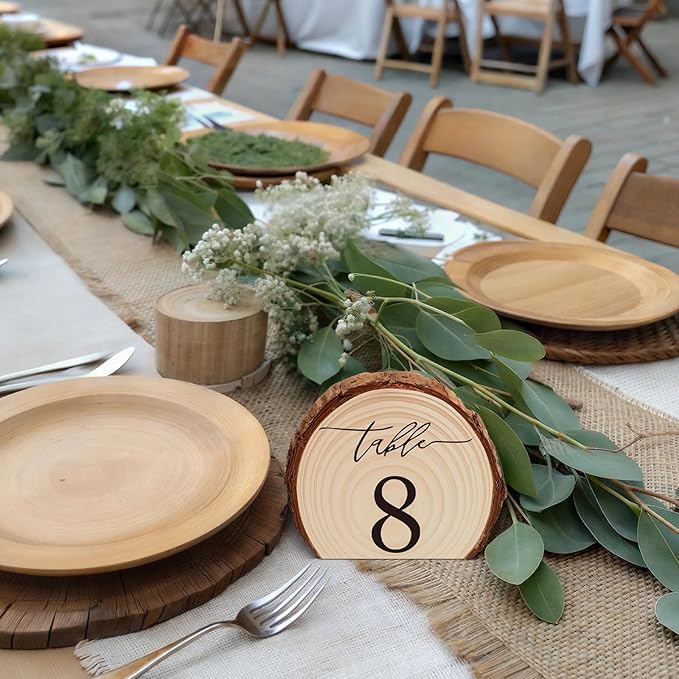 Novabright 11 Pcs Wooden Wedding Table Numbers 1-10, Wooden Restaurant Table Numbers Centerpieces Decoration for Weddings, Reception, Special Events, and Restaurant Use