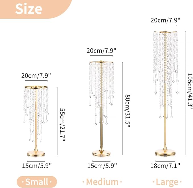 NUPTIO Wedding Centerpieces Gold Vases: 2 Pcs 21.7in Tall Crystal Flower Vase Metal Flowers Stand for Party Tables Decorations - Elegant Bulk Weddings Decoration Table Chandelier Centerpiece Stands