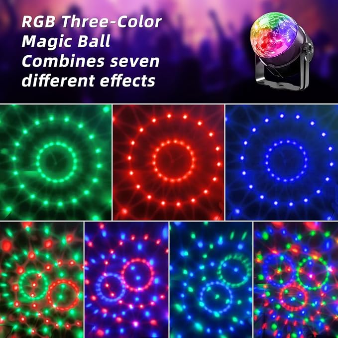 Party Lights Disco Balls Strobe Light for Parties with Remote Control for Home Room Dance Birthday Karaoke Stocking Stuffers New Years Eve Parties Decorations(2pack)