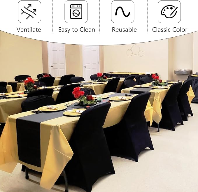 1 Pack Black Stretch Polyester Spandex Chair Covers Universal Washable Removable Chair Slipcovers Protector for Wedding Banquet Events Party Dining Decoration