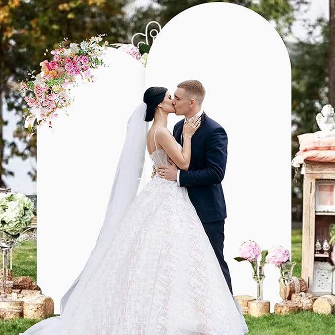 Set of 2 Wedding Arch Cover 7.2ft 6ft White Arch Cover Chiara Backdrop Cover Spandex Fitted Arch Stand Cover Balloon Arch Covers Stretchy Backdrop for Baby Shower Party Ceremony Decoration