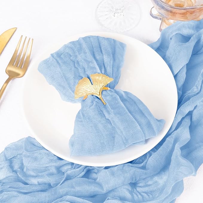 DeZerlor 12 Pack Light Blue Cheesecloth Napkins Spring Cloth Napkins Set of 12 Baby Blue Dinner Napkins Bulk 21x21 Inches for Wedding Bridal Shower Baby Shower Parties