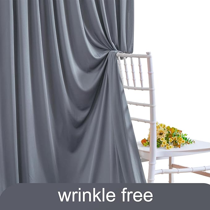 4 Panels Charcoal Backdrop Curtain for Parties Wedding Wrinkle Free Silver Grey Photo Curtains Backdrop Drapes Fabric Decoration for Birthday Party Baby Shower 20ft(W) x 10ft(H)