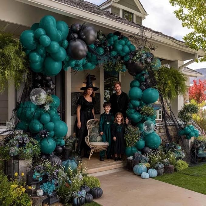 Teal Balloon Garland Arch Kit Double Stuffed, Dark Turquoise Teal-Green Aqua Balloon Different Sizes 18/12/5 Inch for Baby Shower Birthday Wedding Winter New Year Party Decoration