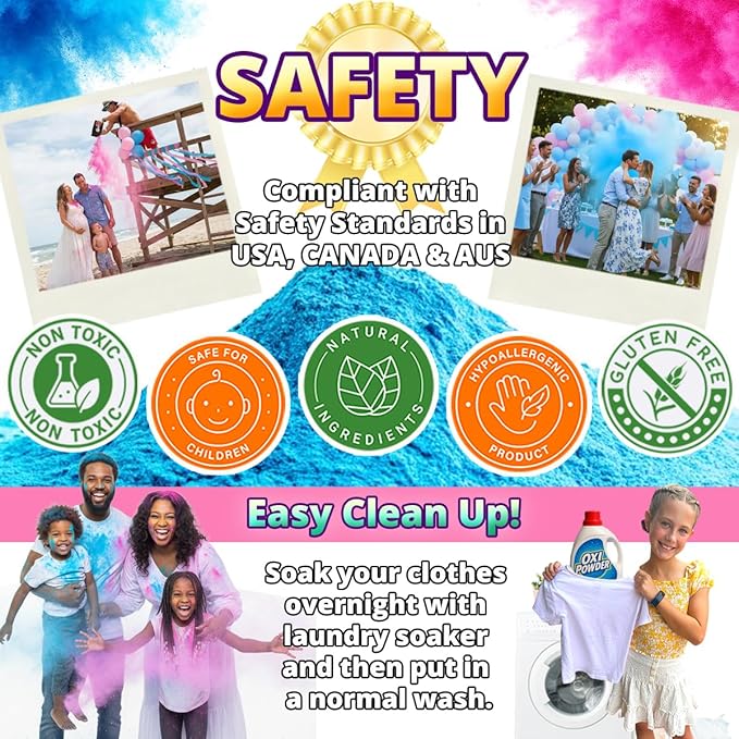 Gender Reveal Powder – 6 lbs, Blackout Bags, Vibrant Pink & Blue Powder for Tire Burnout Color, Exhaust Smoke & Shooting Targets. Baby Boy or Girl Party Kit, 2 x 3LB + Gender Reveal Idea Guide