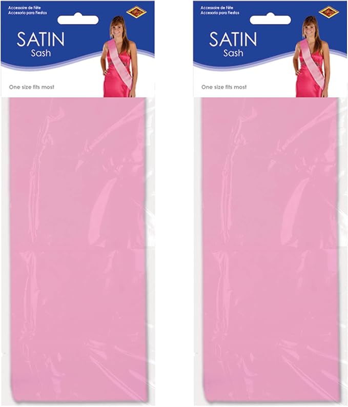 Beistle Satin Sashes 2 Piece, 33" x 4", Pink