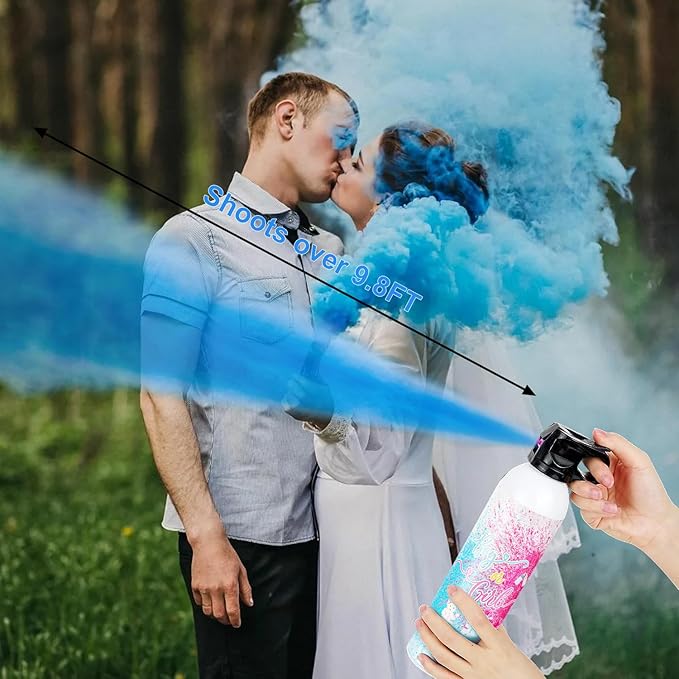 Large Gender Reveal Fire Extinguisher: 2 Packs Gender Reveal Ideas Only for Baby Boy with 100% Biodegragable for Gender Reveal Decorations - (Blue)