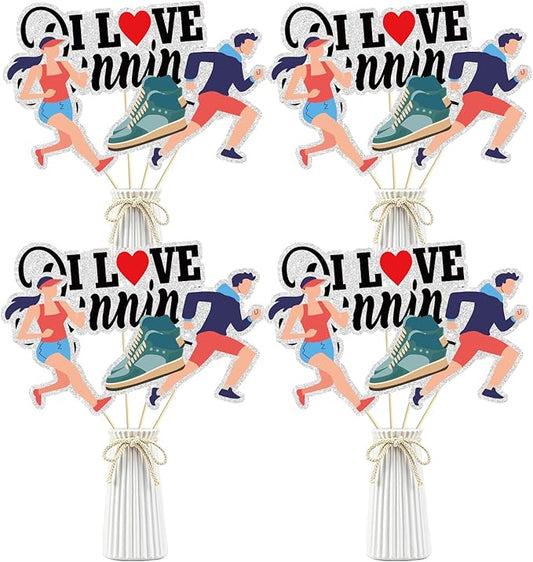 Set of 16 Running Theme Centerpiece Sticks - Track, Cross Country or Marathon Party Centerpiece Table Toppers - Sports Theme Decoration Supplies
