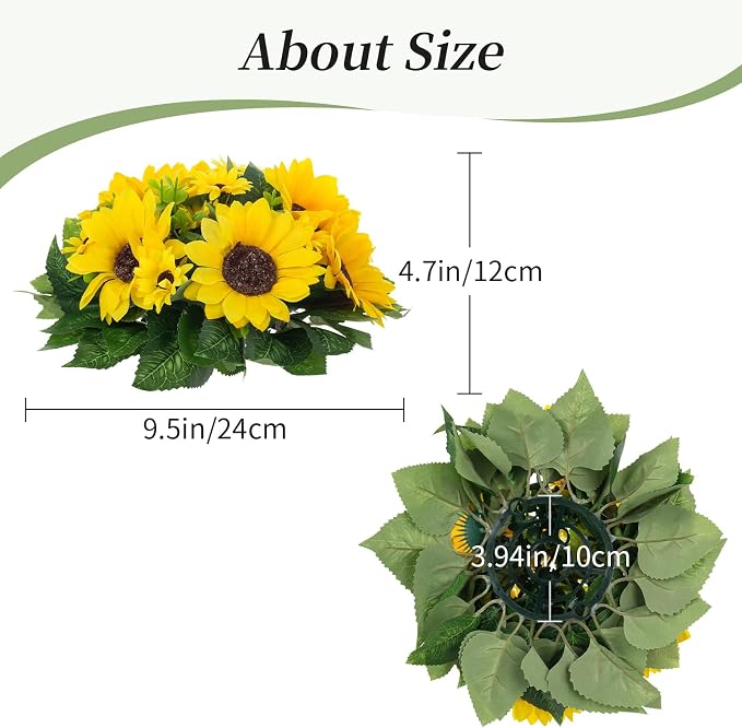 BLOSMON Fake Sunflowers Flower Centerpieces - 6 Pcs Artificial Flowers | Yellow Sunflower for Wedding Table Birthday Decorations - Faux Silk Kissing Floral Arrangements for Home Event DIY Decor