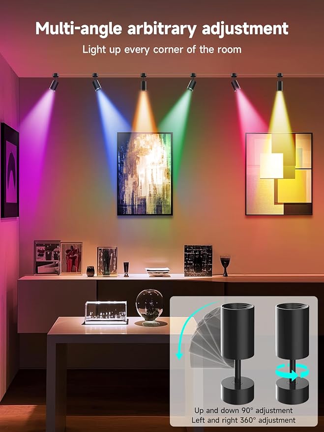 Tyute RGB Spotlights Indoor- Color Changing Picture Lights with 16 Million Colors, LED Uplighting with App & Remote Control, Timer Dimmable Mood Lighting for Home Party Plant Decor