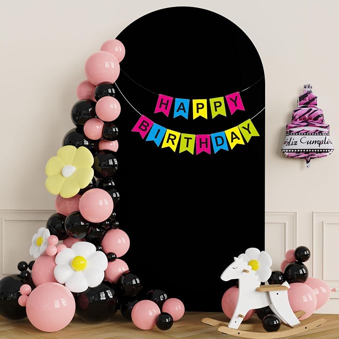 Putros Arch Backdrop Stand and Cover Set, 7.2ft, Gold Arch Stand with Black Cover, Metal Arched Background Frame for Wedding, Birthday Party, Baby Shower, Photography Decoration