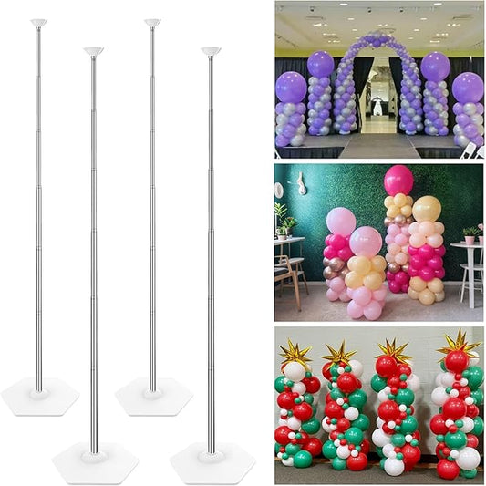 YALLOVE Balloon Column Stand Kit, Sets of 4 Telescoping Balloon Stand, Height Adjustable Balloon Tower Pillar with Reusable Metal Telescopic Design for Party Decoration