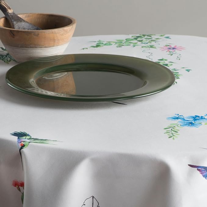 Maison d' Hermine Table Cloth Round Table 100% Cotton 69 Round Inches Tablecloth Reusable Decorative for Dining Kitchen Room Farmhouse Party Home Hotel Restaurant Spring Summer - Tropiques