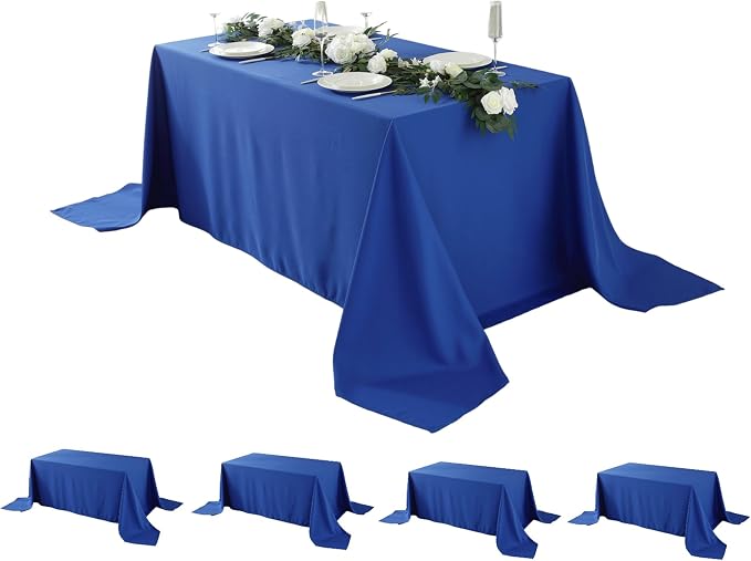 5 Pack Rectangle Tablecloth, 90 x 156 Inch Royal Blue, 8ft Washable Polyester Tablecloth for Home, Party, Wedding or Restaurant