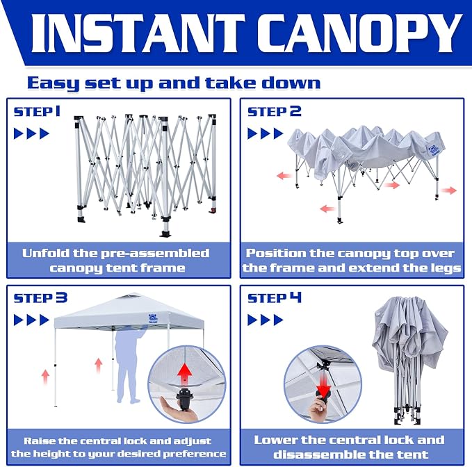 FANPAT 10x10 Pop Up Canopy Tent,300D Silver-Coating Top,1-Person Setup Commercial Heavy Dury Tent Instant Portable Shelter and Carry Bag, Bonus 8 Stakes and 4 Canopy Weights(Black)