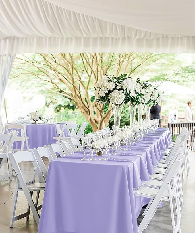 fani 10 Pack 60 x 126 Inch Tablecloth, Lavender Tablecloth for 8 Feet Rectangle Tables, Stain and Wrinkle Resistant Washable Fabric Table Cloth for Wedding Party Dining Table Buffet Parties Camping