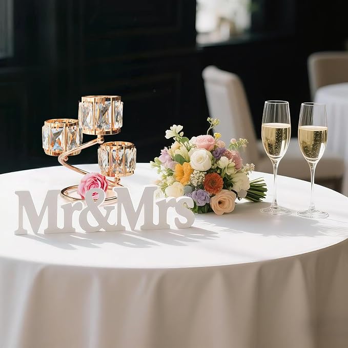Metal 3 Arm Crystal Candle Holder - Tea Light Centerpiece Candle Holder, Votive Holder with Sparkling Crystal Bowl, Suitable for Wedding, Table Centerpiece, Home Decor (1, 3 arm-Gold)