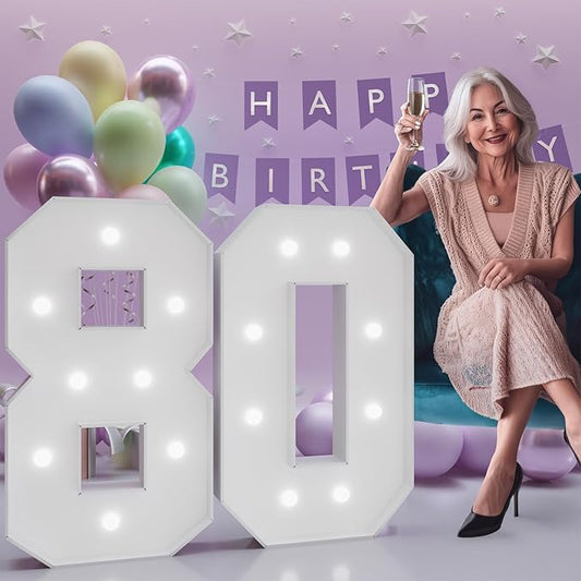 Number 80 Marquee Numbers 3 Feet Tall, 80th Birthday Decorations for Women Men, 80 Light Up Number for Party Large 80 Light Up Sign for Birthday Anniversary Decor
