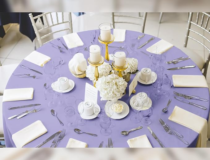 YMHPRIDE 6 Pack Round Tablecloth Lavender Table Cloths 90 Inch Polyester Round Tablecloth,Lavender Tablecloths Round 90 inch Washable Fabric Table Covers for Wedding,Party,Dining,Banquet