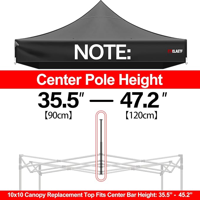 10x10ft Replacement Canopy Top - Heavy-Duty 500D 2500mm Waterproof & UPF 50+ UV Tent Cover with 8 Drainage Holes, Reinforced Straps for Camping, Trade Shows (Frame Not Included - Black)