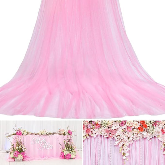 Windyun Netting Fabric Tulle 118" by 11 Yards (33 ft) Spool Mesh Fabric for Wedding Baby Shower Party Decorations DIY Tutu Skirts Crafts Garden Large Mosquito Nets Tulles Supplies(Light Pink)