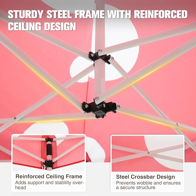 EAGLE PEAK Pop up Canopy 5x5, Outdoor Portable Canopy Tent with One Removable Sunwall, Carry Bag Included, Red Mushroom