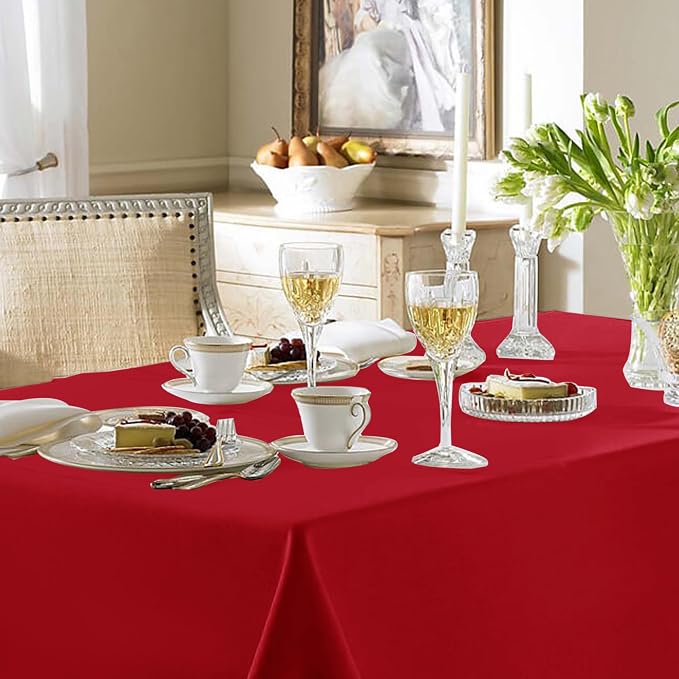 Fitable Elegant Red Rectangle Table Clothes, 6 Pack - 90 x 132 Inch - Reusable and Washable Tablecloths, Polyester Fabric Table Covers for Wedding, Party, Banquet, Formal Events