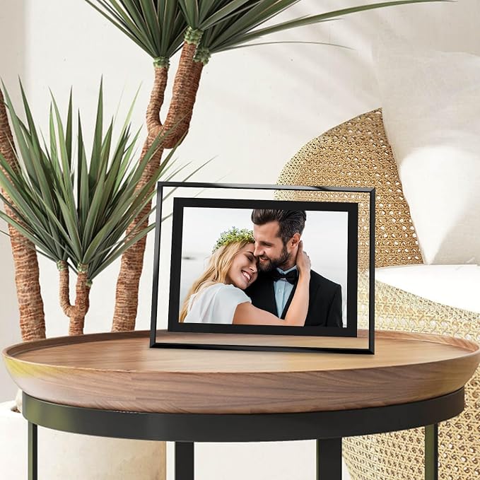 HIKWADERY 5x7 Picture Frames Black - Set of 4, HD Real Glass 5 by 7 Photo Frame for Tabletop Display, Wedding Birthday Mothers Day Gifts (5 x 7, Black)
