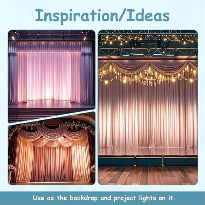 Extra Wide Two Layers One Piece Trade Show Booth Backdrop, Pink, 20x10ft | Chiffon Tulle & Polyester, Extra Wide Blackout Curtains, Theatrical Backdrops