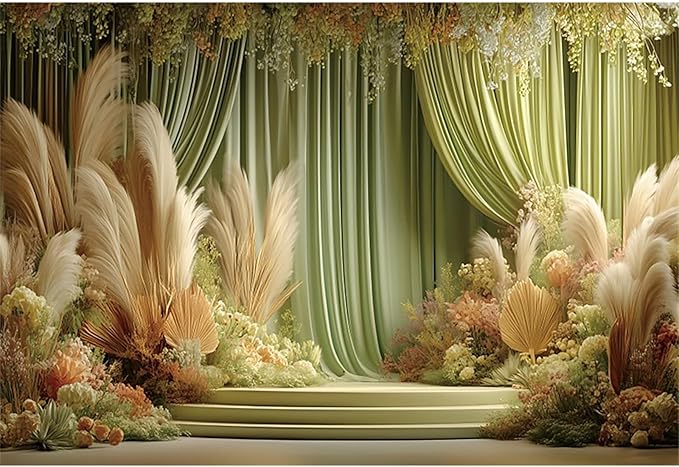 Baocicco Green Wedding Curtains Backdrops 20x10ft Fairytale Flowers Fantasy Engagement Photography Background for Bridal Shower Anniversary Decorations Birthday Bride to Be Party Banner Photo Booth