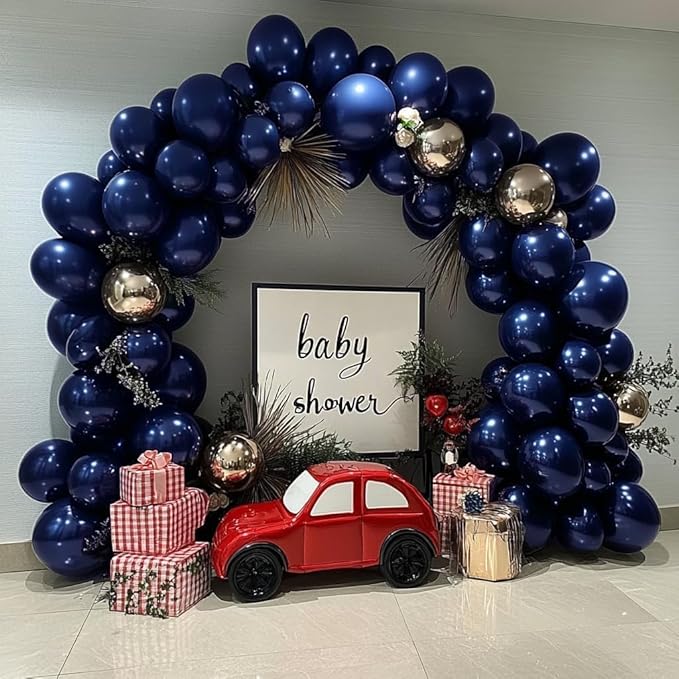 Navy Blue Balloons Double Stuffed Dark Royal Blue Balloon Garland Different Sizes 18/12/5in Pearl Balloon Arch Kit for Graduation Wedding Birthday Baby Shower Father's Day Party Decorations