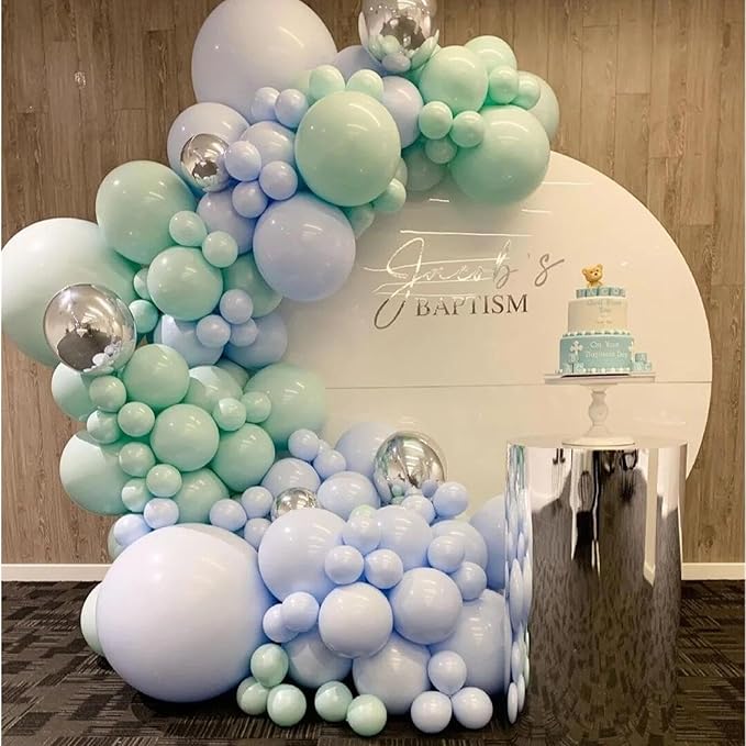 412pcs Pastel Mint Green Balloon Garland Arch Kit 18 12 10 5 Inch Different Sizes Light Latex Balloons for Baby Shower Birthday Wedding Jungle Forest Party Decoration