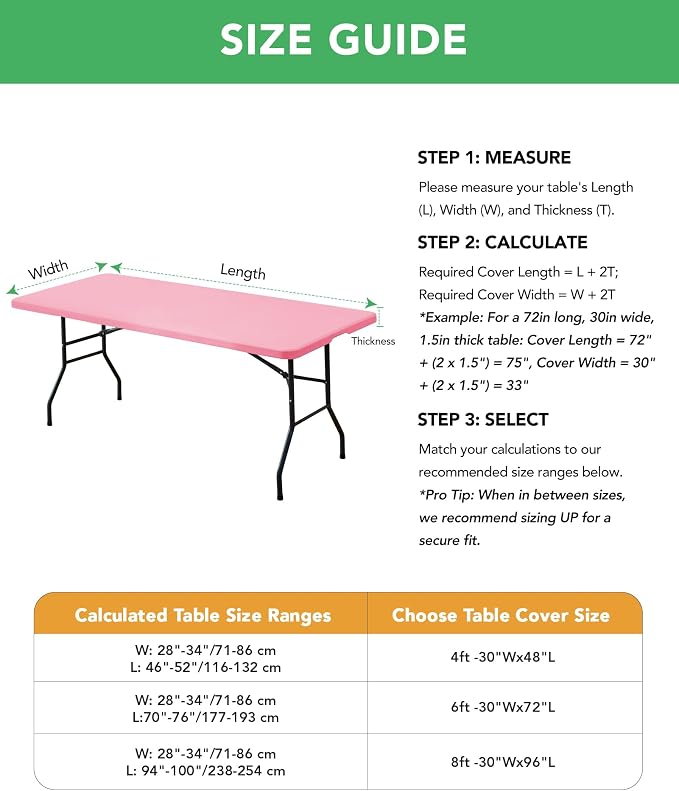 KeyWave Fitted Tablecloth Rectangle Table Cloths - 6 Pack 8 Foot Elastic Stretch Folding Table Top Cover Water-Resistant Reusable for Outdoor Picnic Camping Party Event, Dark Pink, 96" L x 30" W
