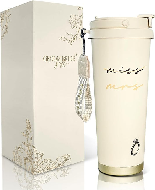 Bride and Groom Travel Cups - Wedding Gifts for Couples 2026, Bridal Shower Gift - Matching Couples Water Bottle Set