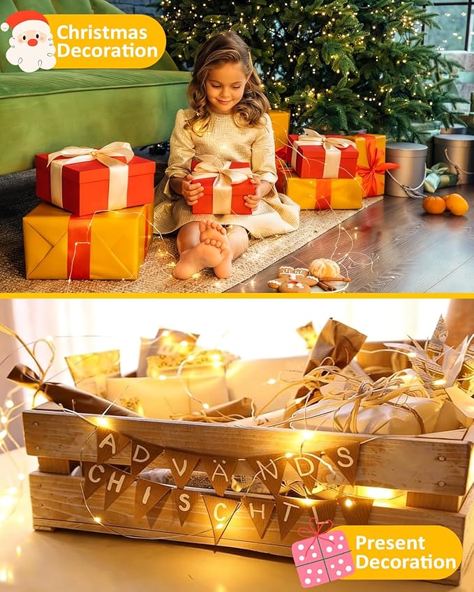3 Pack 60 LED Fairy Lights Battery Operated with Remote, 8 Modes String Lights Indoor Outdoor, Cuttable Battery Light for Home Bedroom Wedding DIY Centerpiece Christmas Decorations (Warm White)