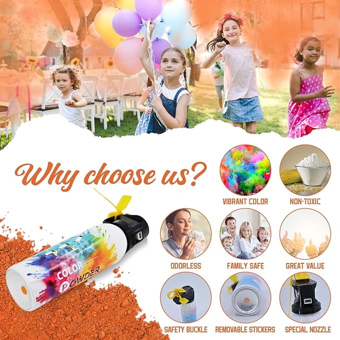 Gender Reveal Extinguisher Orange Color Powder Fire Extinguisher 2 Pack Fire Extinguisher with Orange Powder Color Party for Fun Runs,Color Wars,Baby Reveal Birthday Wedding Party