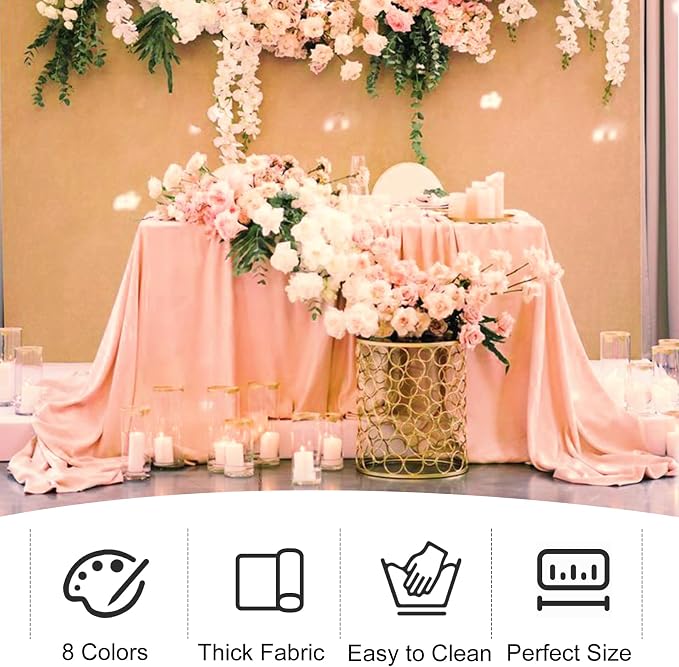 4 Pack Rectangle Tablecloth for 6 Foot Tables Washable Polyester Table Cover for Wedding Dining Table Parties Banquet（60x102 Peach Coral）