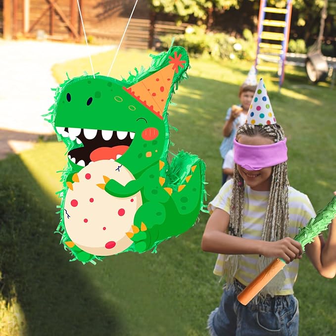 4 in 1 Dinosaur Birthday Party Piñata, 15.7'' Dino Party Large Pinata Bundle Dinosaur Party Decorations Dino Birthday Party Stick etc